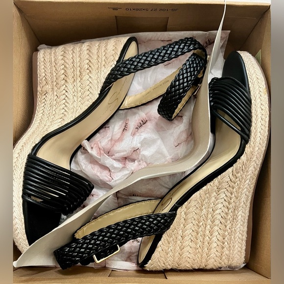 NIB Jessica Simpson Talise Knotted Strap Wedge Sandals- Black 10 - Picture 10 of 12